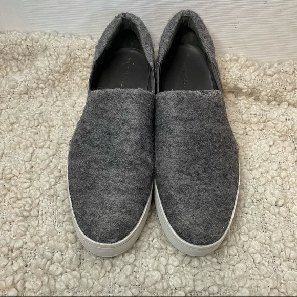 Vince Warren Grey Wool Blend Flannel Platform Slip On Sneakers 10 - Picture 3 of 9